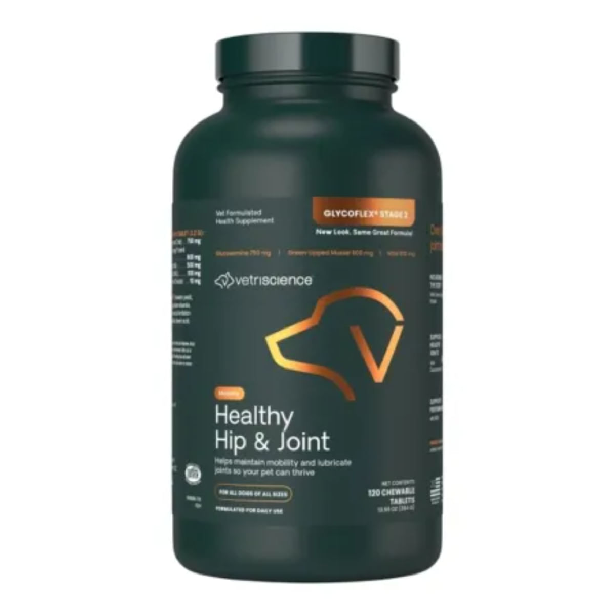 VETRISCIENCE Healthy Hip & Joint (Glycoflex stage2), supliment sistem articular câini, comprimate masticabile VETRISCIENCE Healthy Hip & Joint (Glycoflex stage2), XS-XL, supliment sistem articular câini, flacon, 120 comprimate masticabile - poza 3