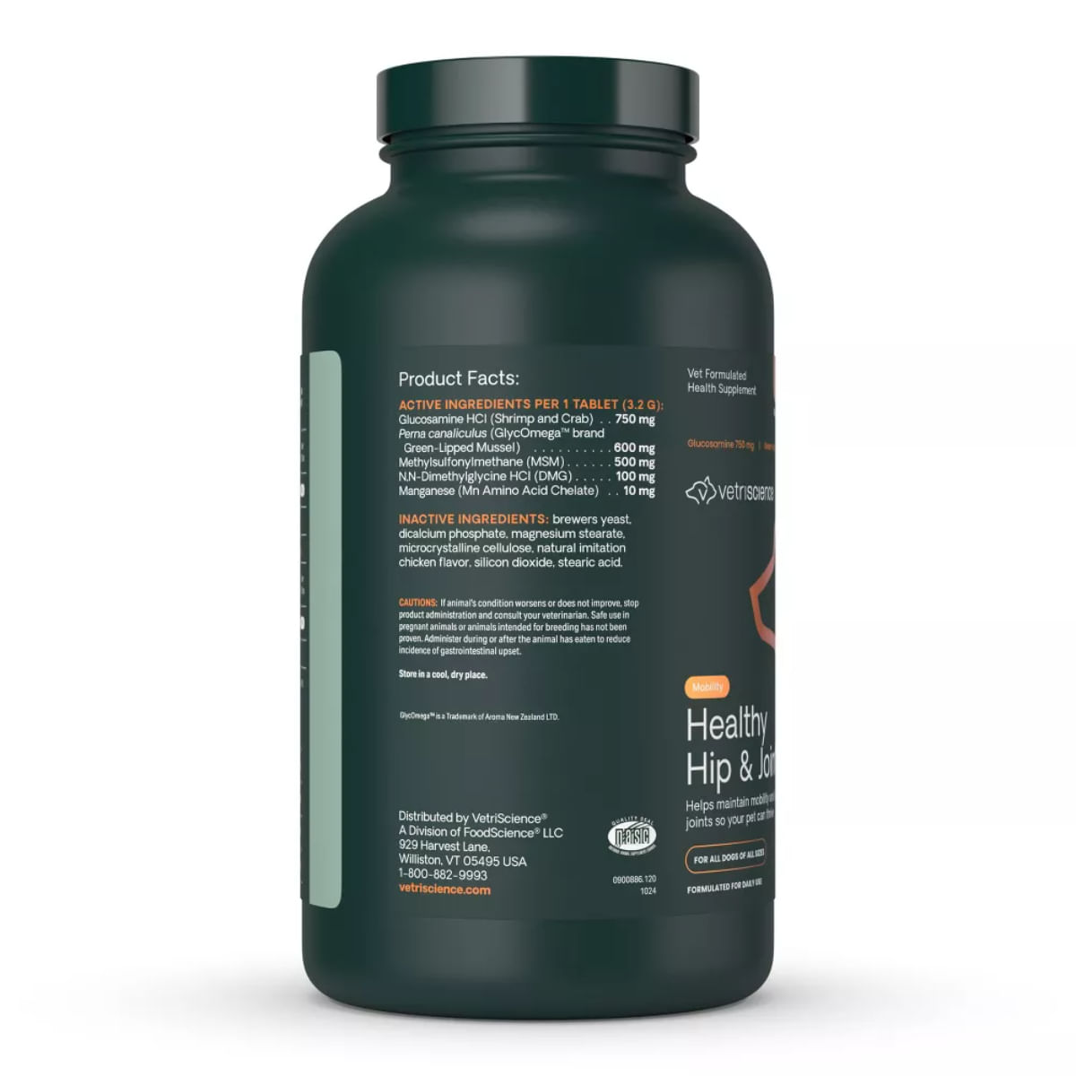 VETRISCIENCE Healthy Hip & Joint (Glycoflex stage2), supliment sistem articular câini, comprimate masticabile VETRISCIENCE Healthy Hip & Joint (Glycoflex stage2), XS-XL, supliment sistem articular câini, flacon, 120 comprimate masticabile - poza 4