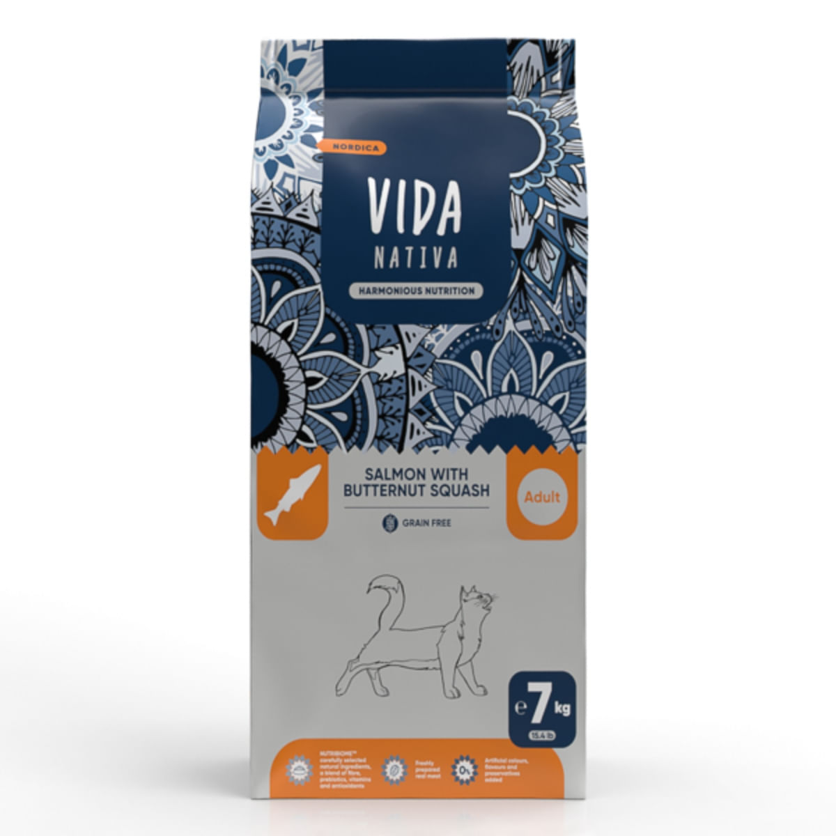 VIDA NATIVA Nordica, Somon și dovleac, hrană uscată fără cereale pisici, 7kg - poza 1
