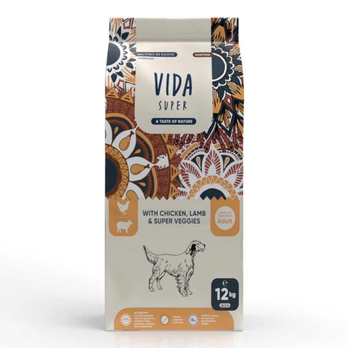 VIDA SUPER Hunting, M-XL, Pui, Miel și Legume, hrană uscată câini, 12kg - poza 2