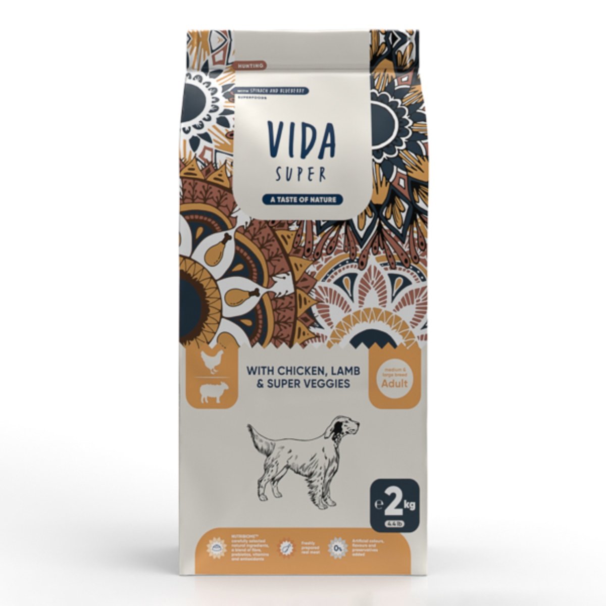 VIDA SUPER Hunting, M-XL, Pui, Miel și Legume, hrană uscată câini, 2kg - poza 2