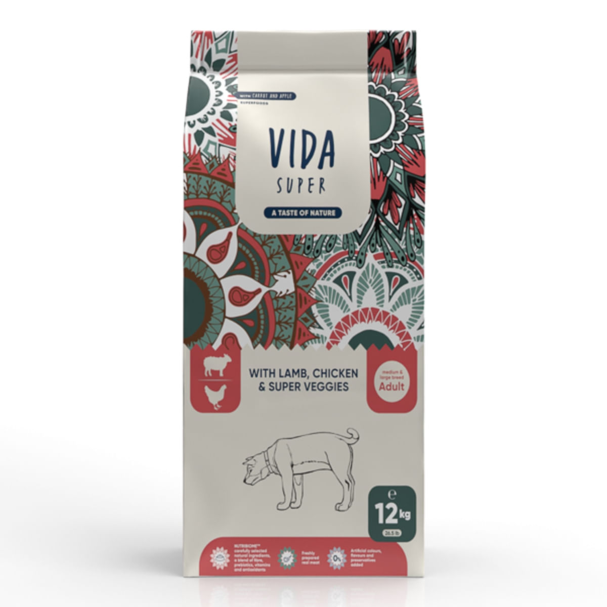 VIDA SUPER, M-XL, Miel, Pui și Legume, hrană uscată câini, 12kg - poza 2