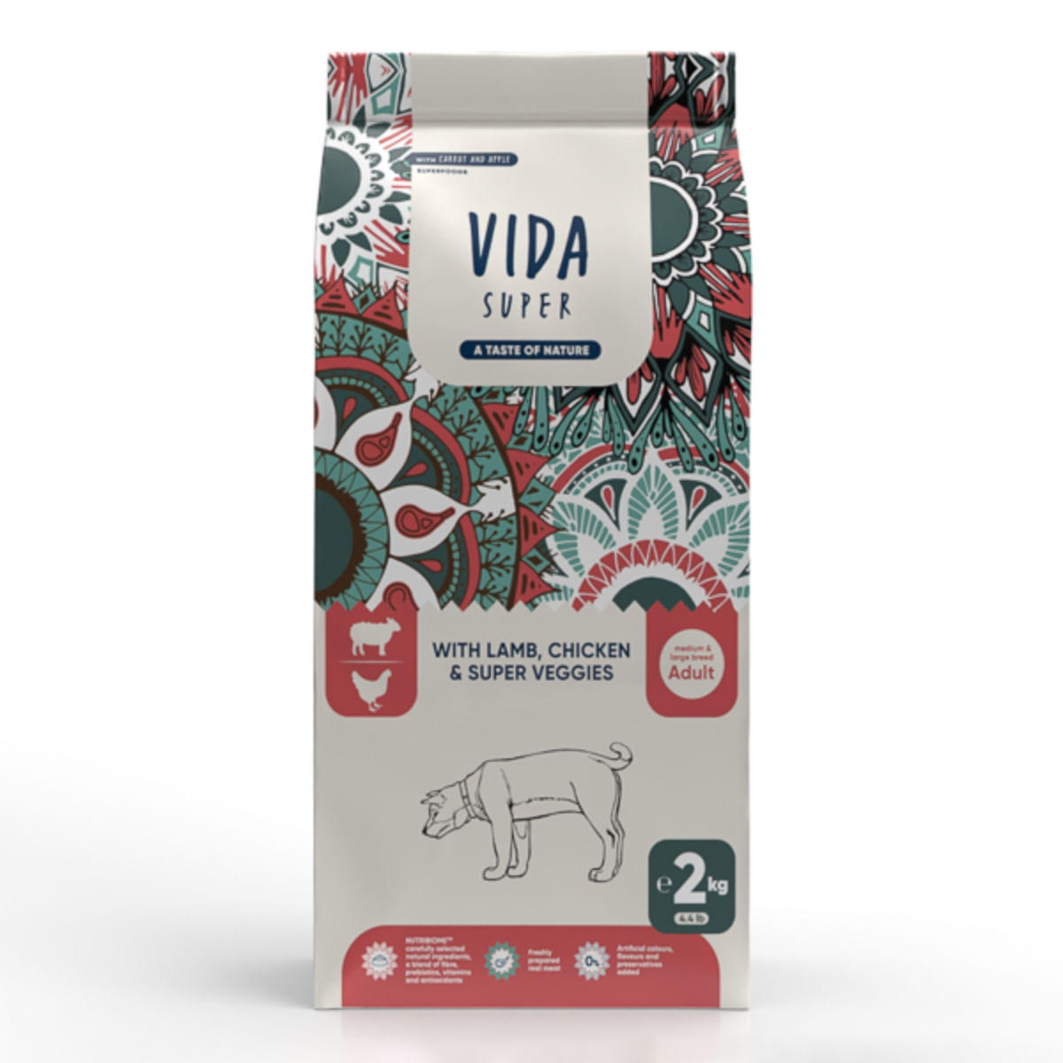 VIDA SUPER, M-XL, Miel, Pui și Legume, hrană uscată câini, 2kg - poza 1