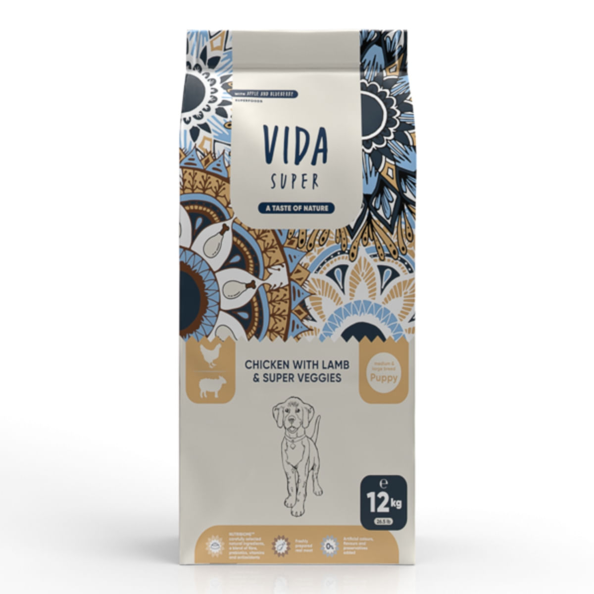 VIDA SUPER, M-XL, Pui, Miel și Legume, hrană uscată câini junior, 12kg - poza 2