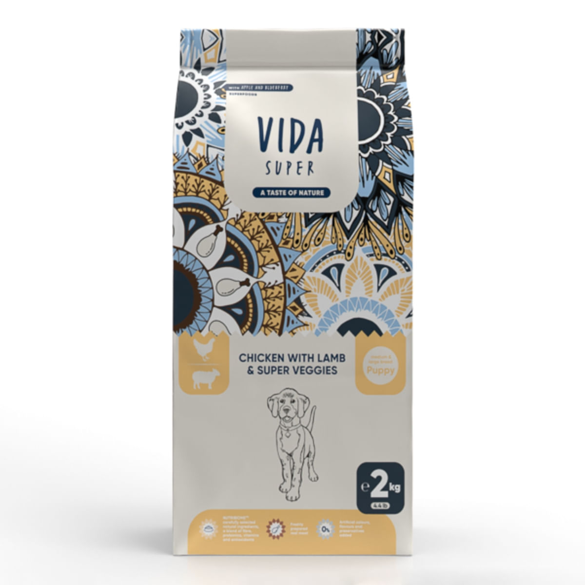 VIDA SUPER, M-XL, Pui, Miel și Legume, hrană uscată câini junior, 2kg - poza 1