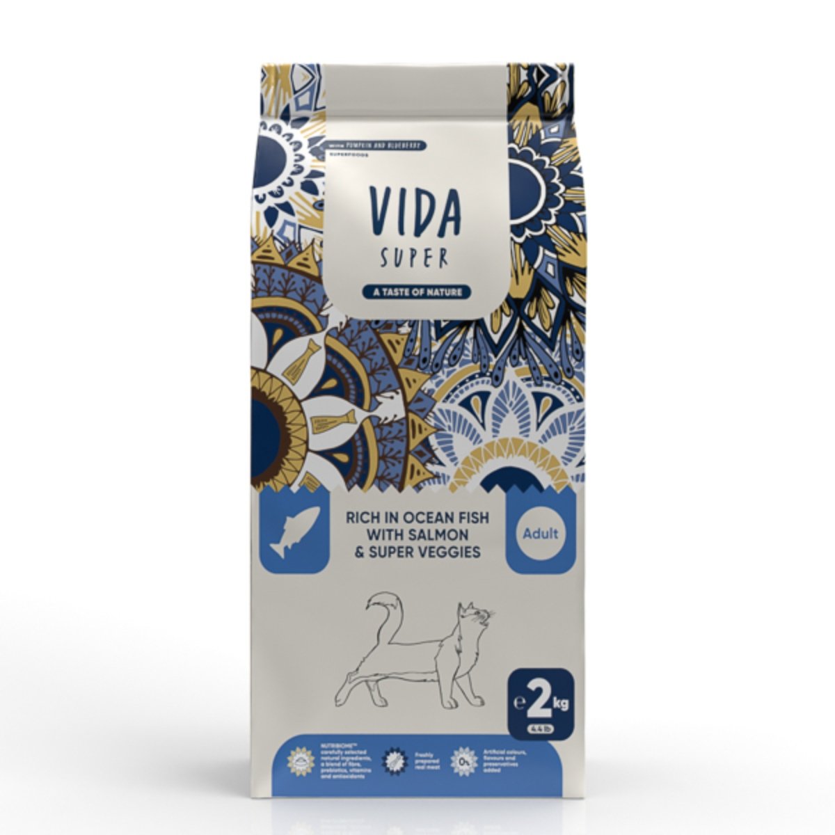 VIDA SUPER, Pește Oceanic, Somon și Legume, hrană uscată pisici, 2kg - poza 2
