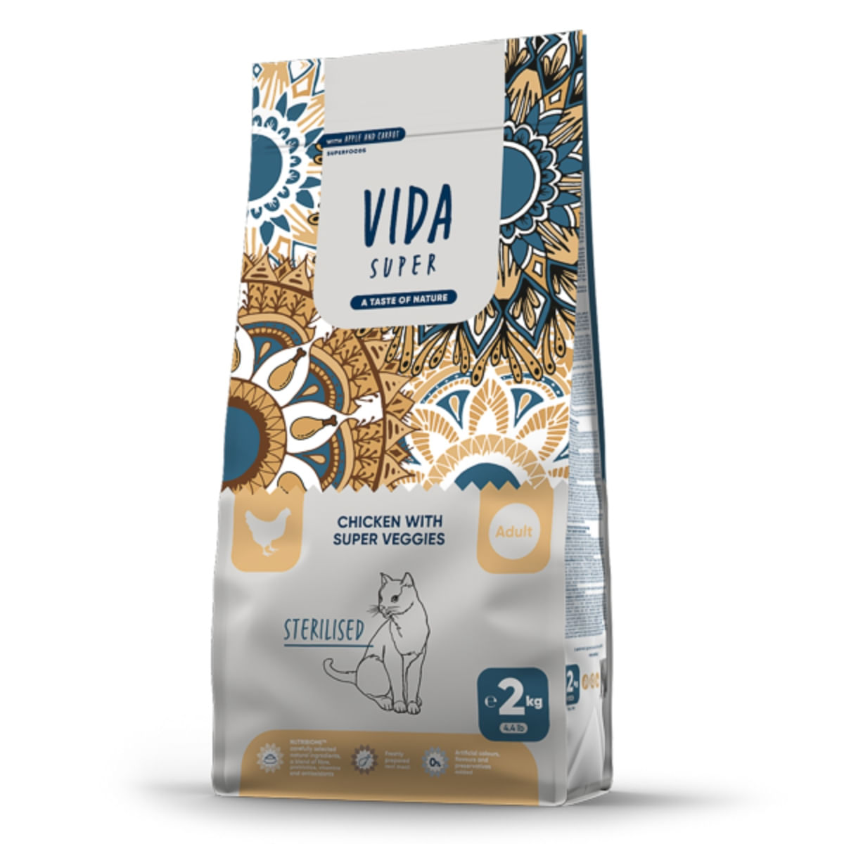 VIDA SUPER Sterilised, Pui și Legume, hrană uscată pisici, 2kg - poza 2