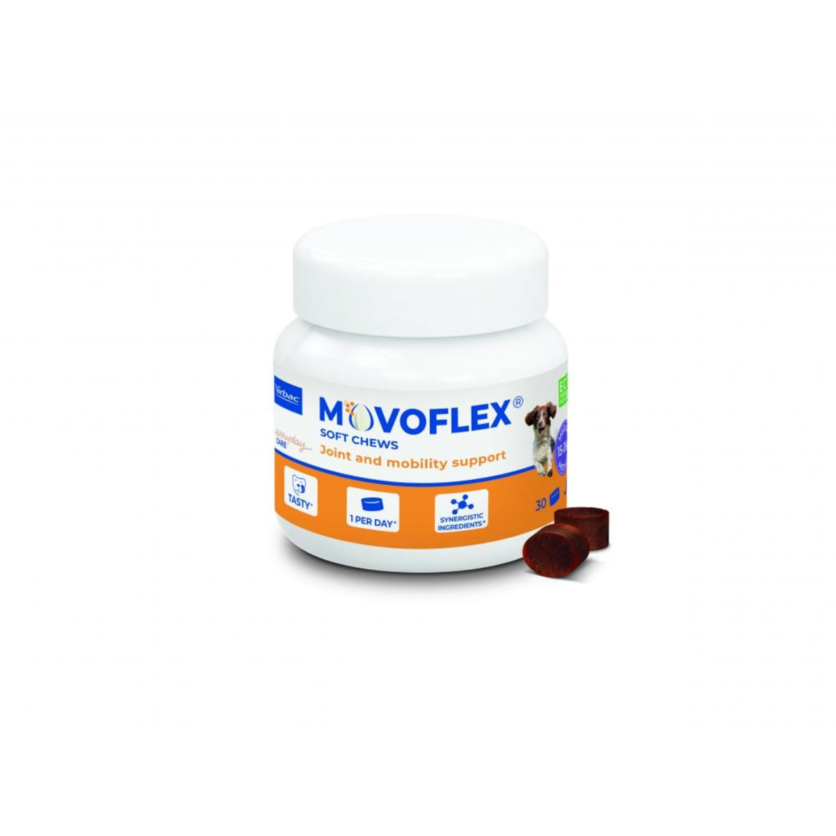 VIRBAC Movoflex Soft Chews ( 15 - 35kg), supliment sistem articular câini, comprimate masticabile VIRBAC Movoflex Soft Chews(15 - 35kg), M, supliment sistem articular câini, flacon, 30 comprimate masticabile - poza 3