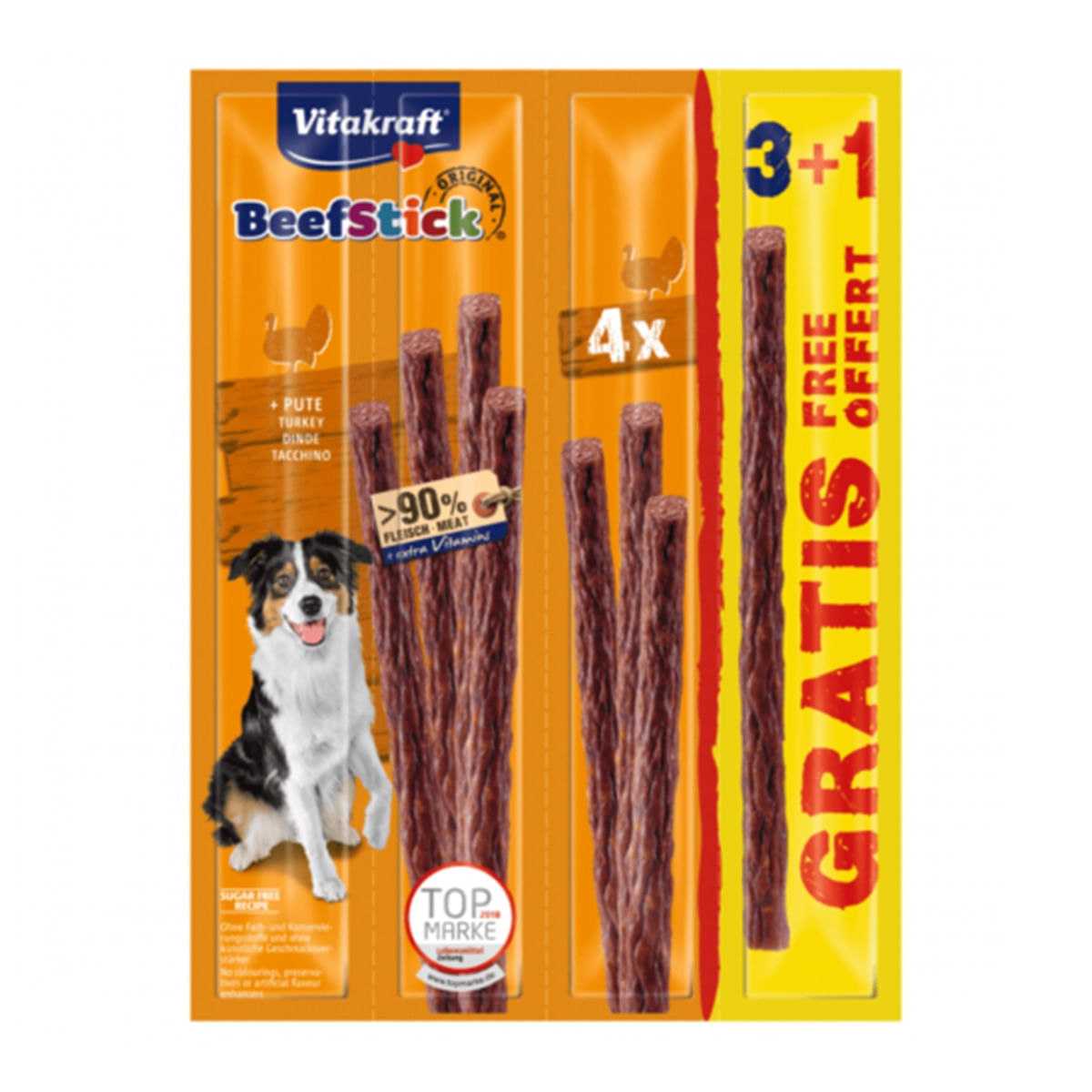 Vitakraft Beef Stick pentru câini,cu curcan,48g, 3+1 Promo - poza 1