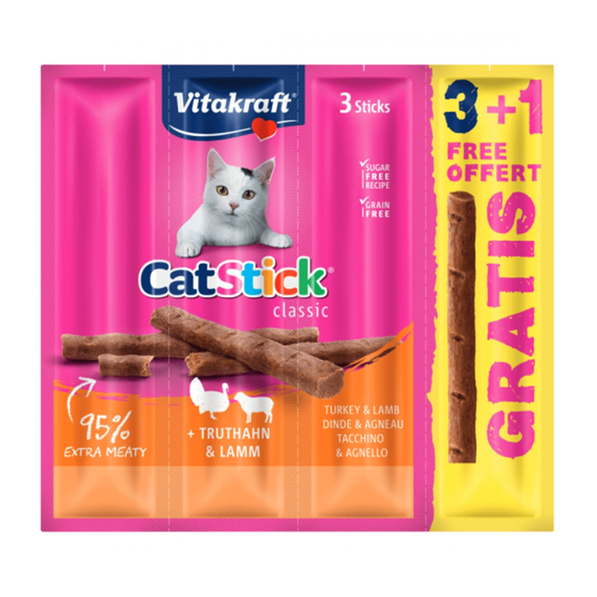 Vitakraft Cat Sticks Curcan și Miel, 3+1 Promo - poza 1