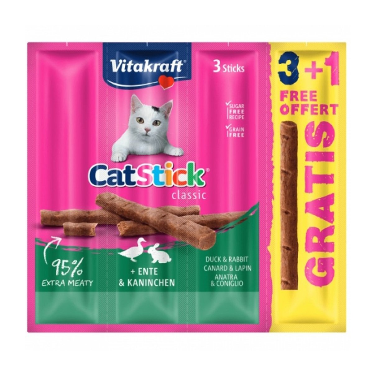 Vitakraft Cat Sticks Rață și Iepure, 3+1 Promo - poza 1