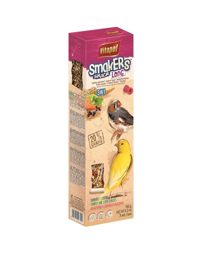 VITAPOL Smakers Long Mix 3 in 1 pentru canar și cinteză semințe sălbatice / fructe de pădure / morcov