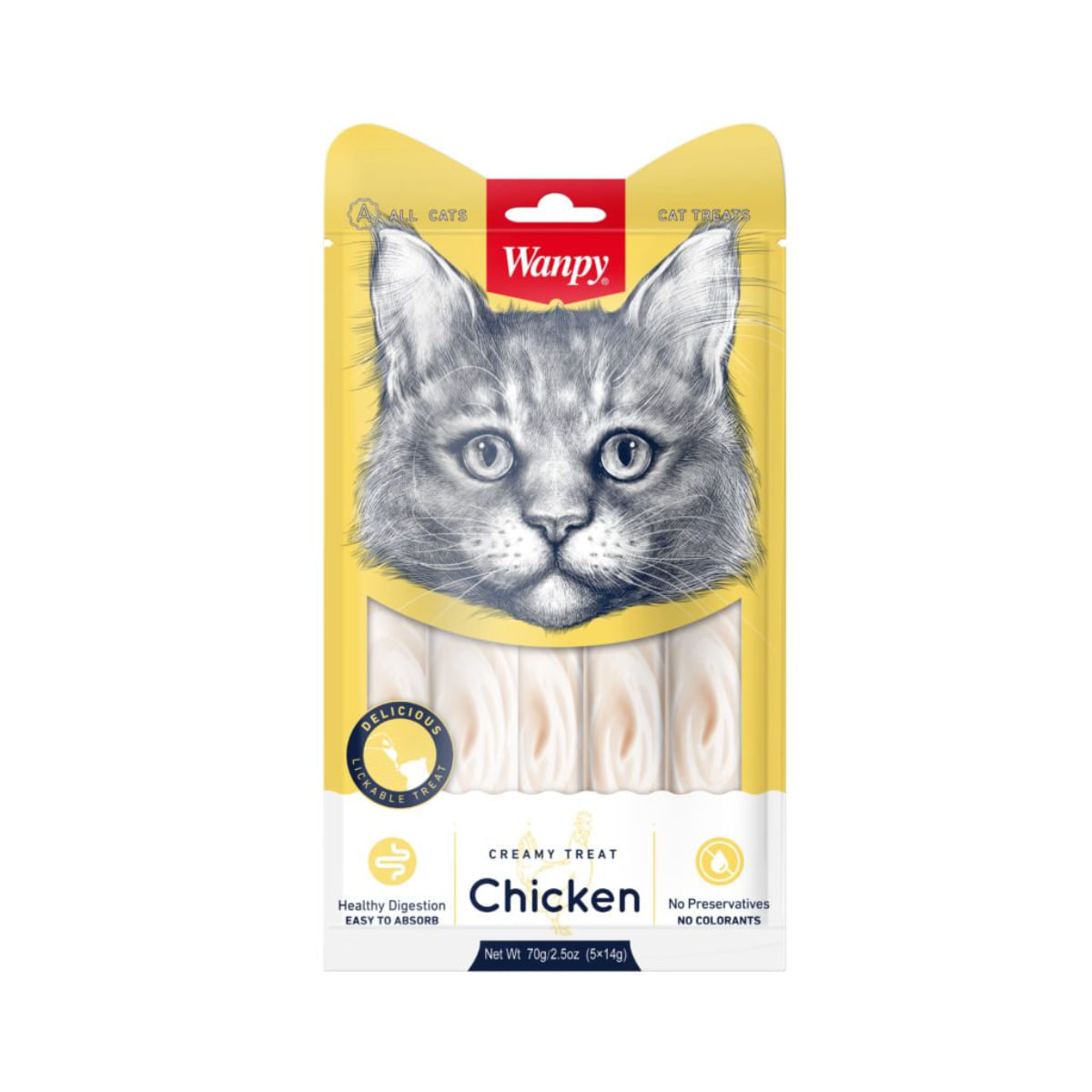 WANPY Creamy Treat, Pui, punguță recompense pisici, (piure), 70g