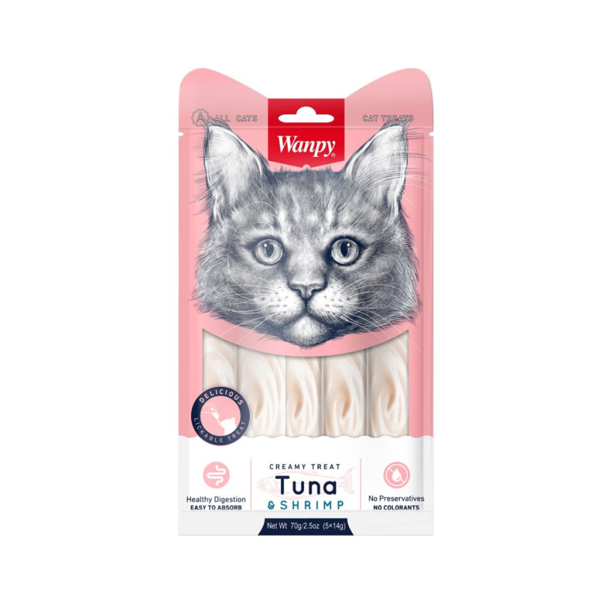 WANPY Creamy Treat, Ton și Somon, punguță recompense pisici, (piure), 350g - poza 4
