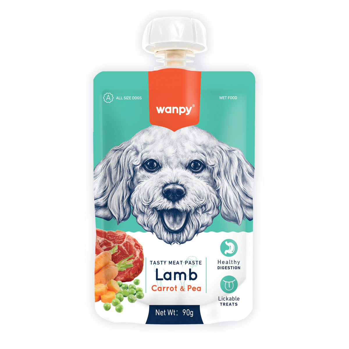 WANPY Tasty Meat Paste, XS-M, Rață, punguță recompense câini, (piure), 90g - poza 1