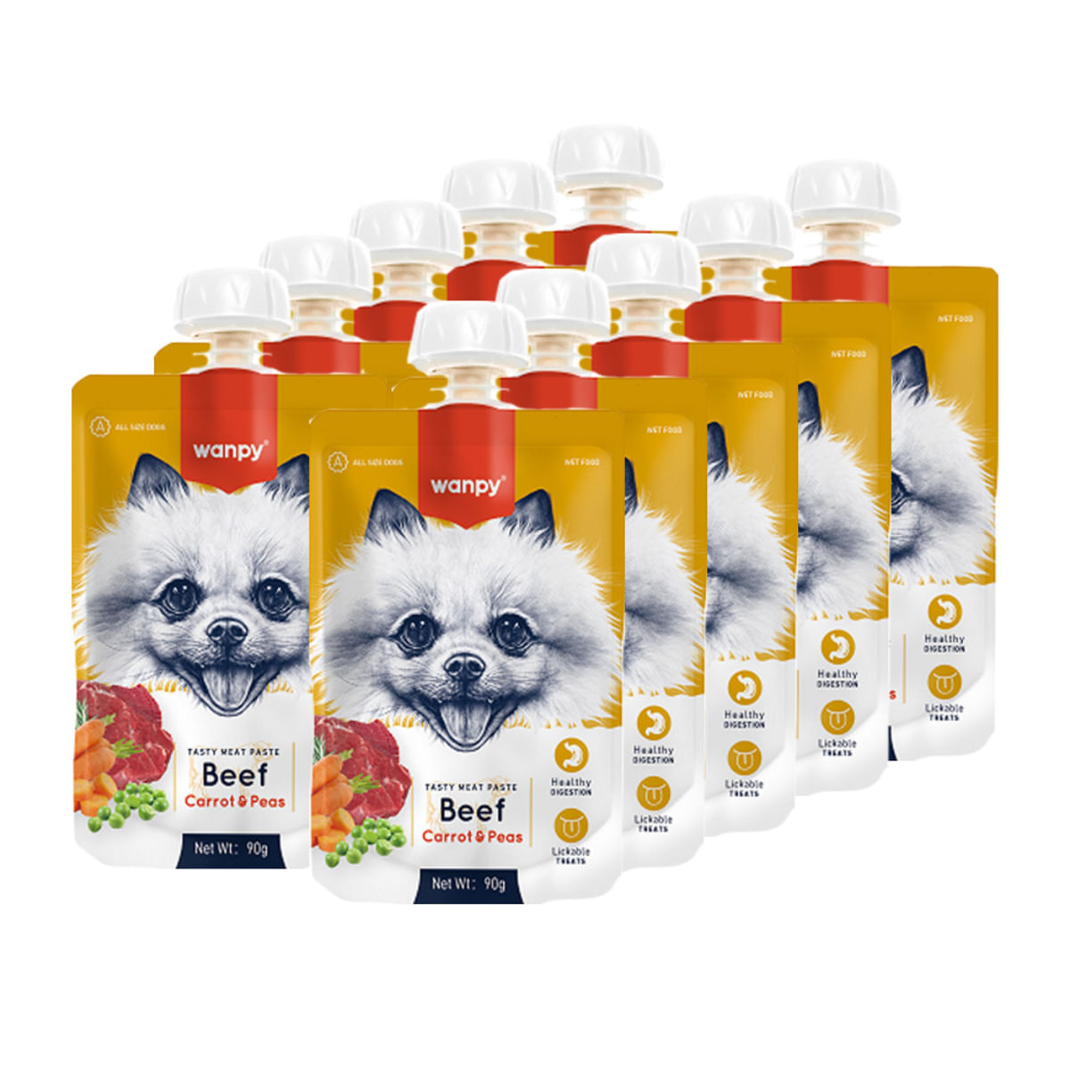 WANPY Tasty Meat Paste, XS-M, Vită, punguță recompense câini, (piure), 90g - poza 5