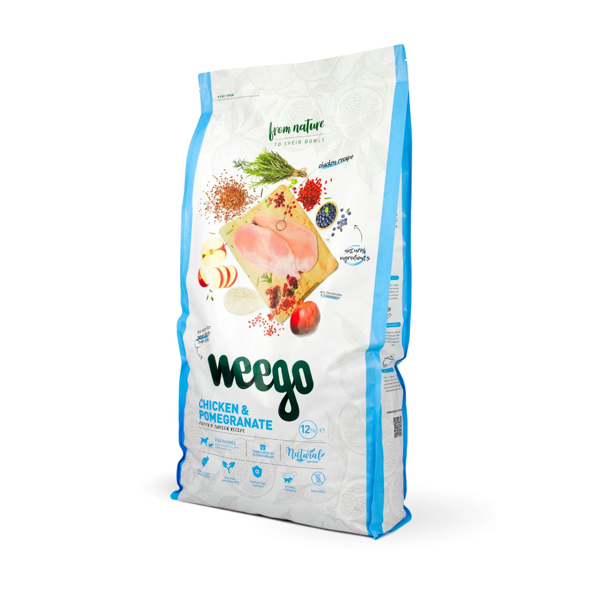 WEEGO Puppy & Junior, XS-XL, Pui și Rodie, hrană uscată câini junior, 12kg - poza 1