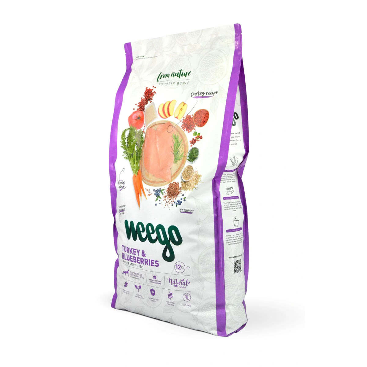 WEEGO Senior & Light Recipe, XS-XL, Curcan și afine, hrană uscată câini senior, obezitate, 12kg - poza 2