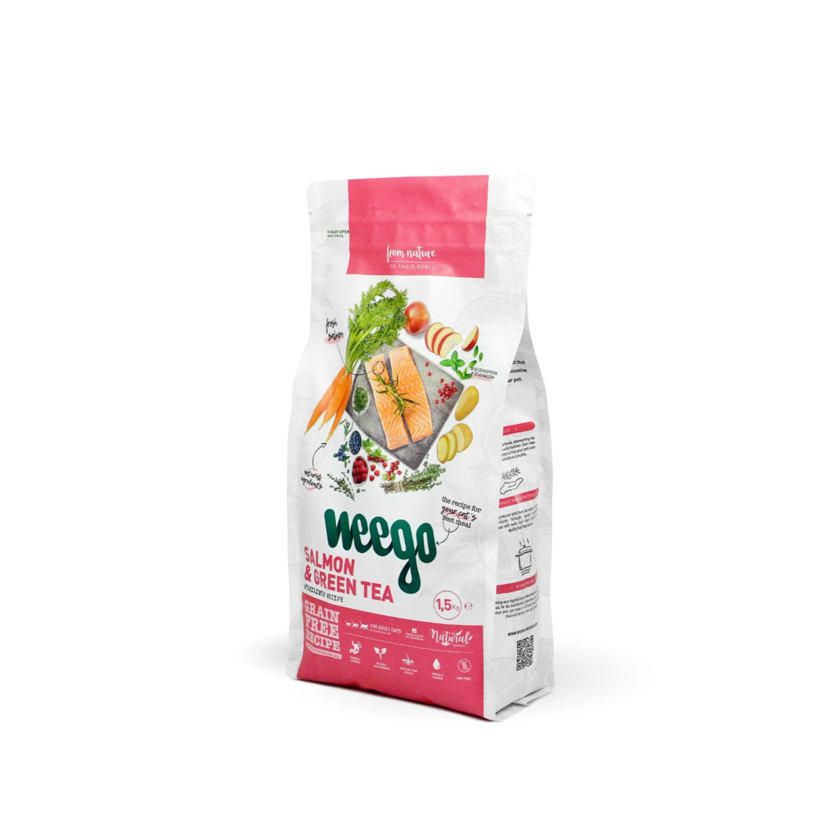 WEEGO Sterlised, Somon și Ceai verde, hrană uscată fără cereale pisici sterilizate, 1.5kg - poza 2