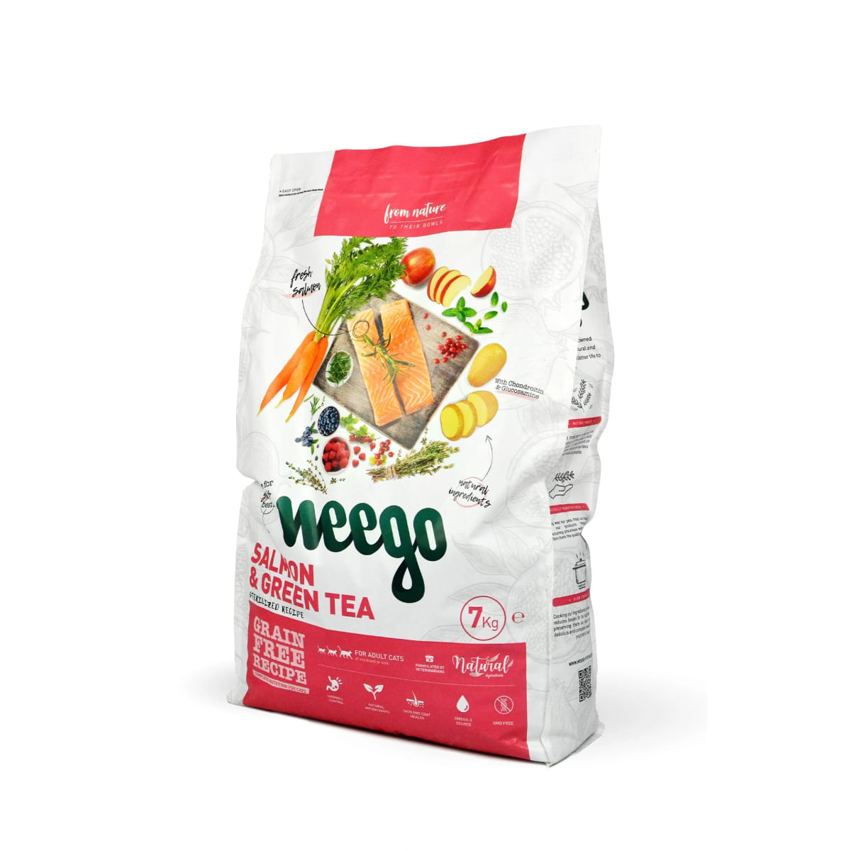 WEEGO Sterlised, Somon și Ceai verde, hrană uscată fără cereale pisici sterilizate, 7kg - poza 1