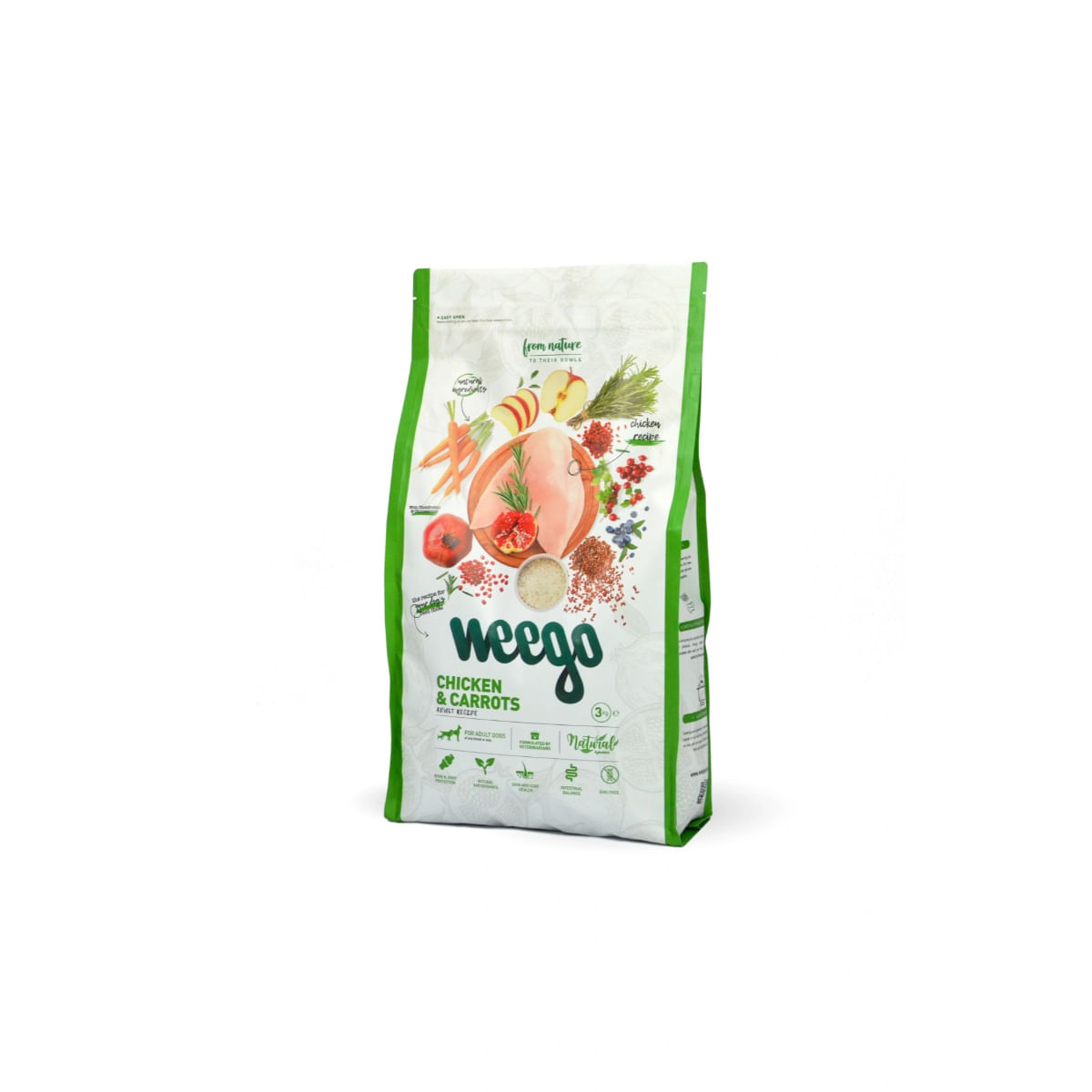 WEEGO, XS-XL, Pui și Morcov, hrană uscată câini, 3kg - poza 1