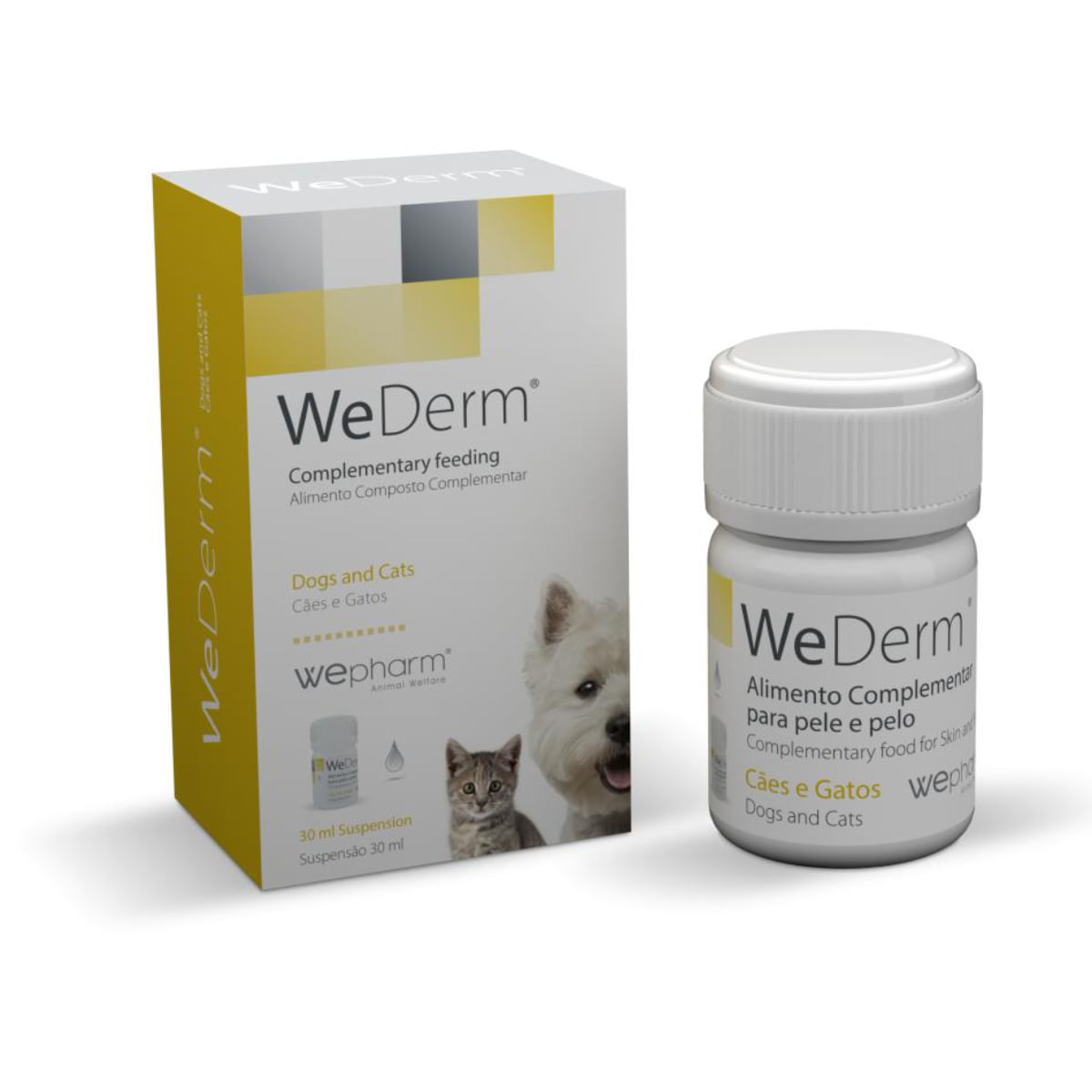 WEPHARM WeDerm, supliment piele & blană câini, suspensie orală WEPHARM WeDerm, XS-XL, supliment piele & blană câini și pisici, flacon cu aplicator, 30ml suspensie orală - poza 1