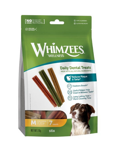 WHIMZEES Batoane dentare de ros, caine talie medie M 7 Buc.