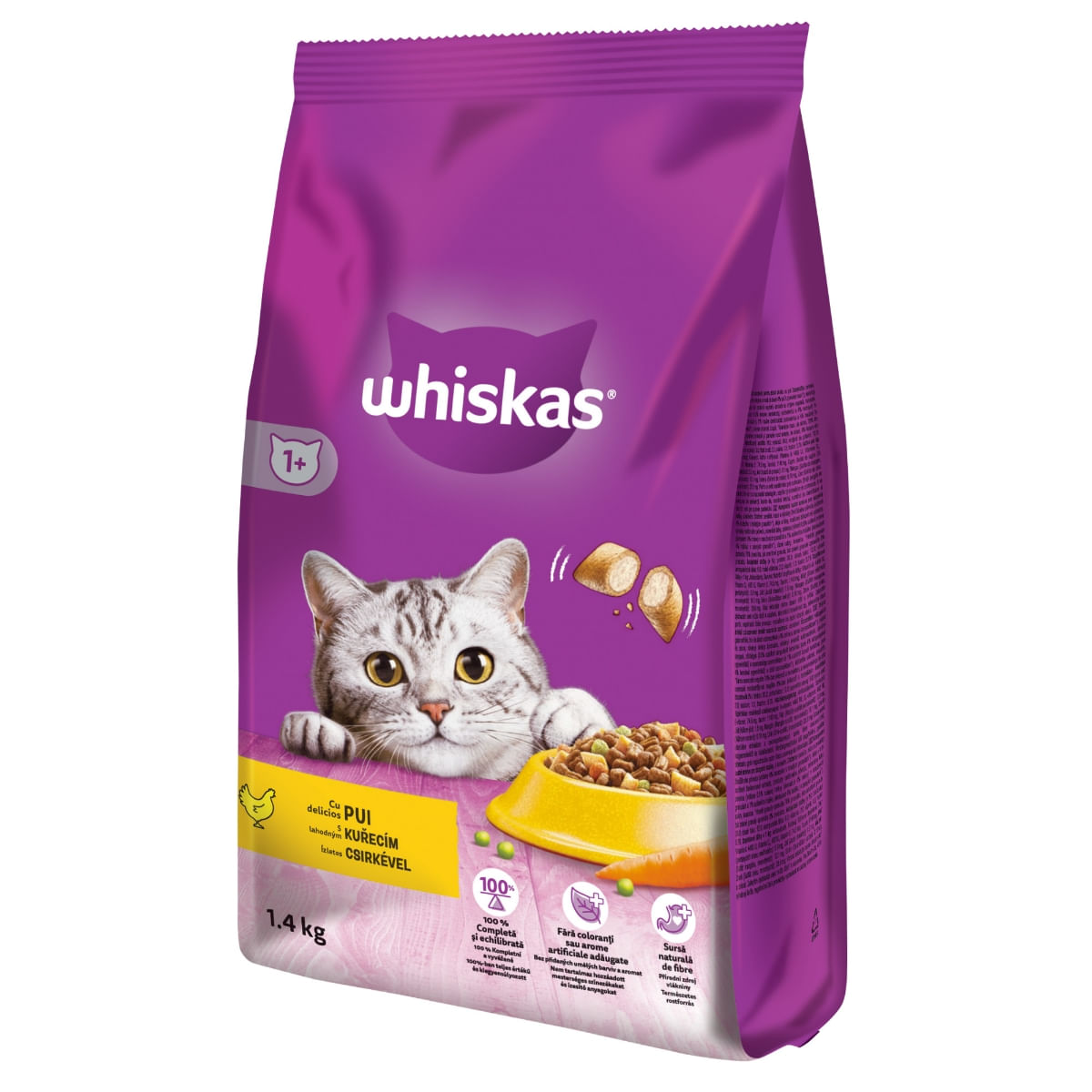 WHISKAS Adult, Pui, hrană uscată pisici, 1.4kg - poza 3