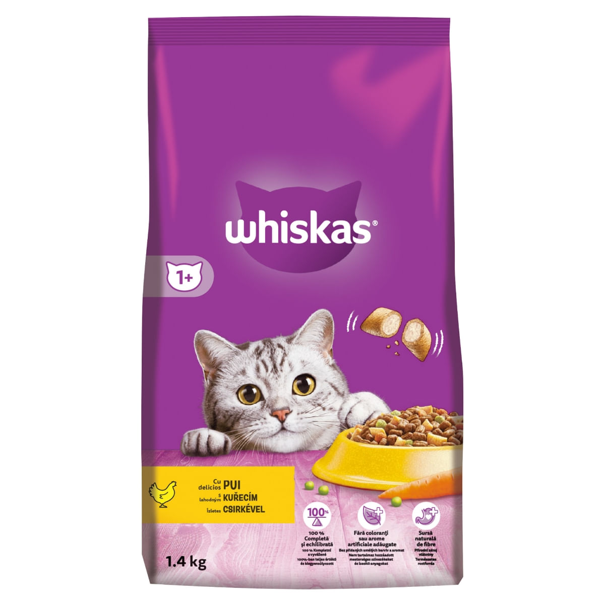 WHISKAS Adult, Pui, hrană uscată pisici, 1.4kg - poza 4