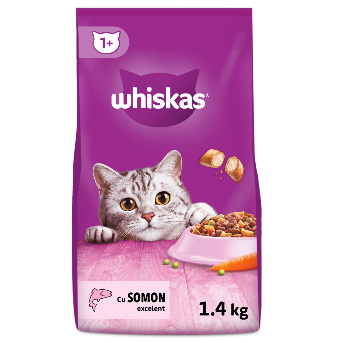 WHISKAS Adult, Somon, hrană uscată pisici, 1.4kg - poza 1