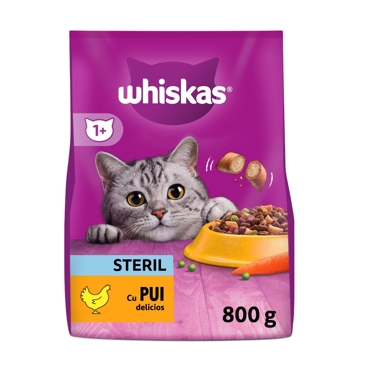 WHISKAS Adult Sterile, Pui, hrană uscată pisici, 800g - poza 2