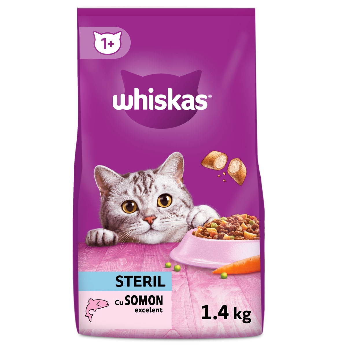 WHISKAS Adult Sterile, Somon, hrană uscată pisici sterilizate, 1.4kg - poza 1