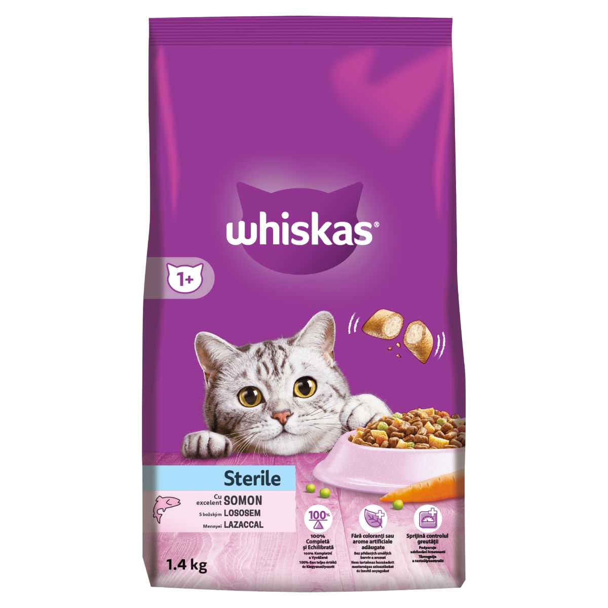 WHISKAS Adult Sterile, Somon, hrană uscată pisici sterilizate, 1.4kg - poza 4