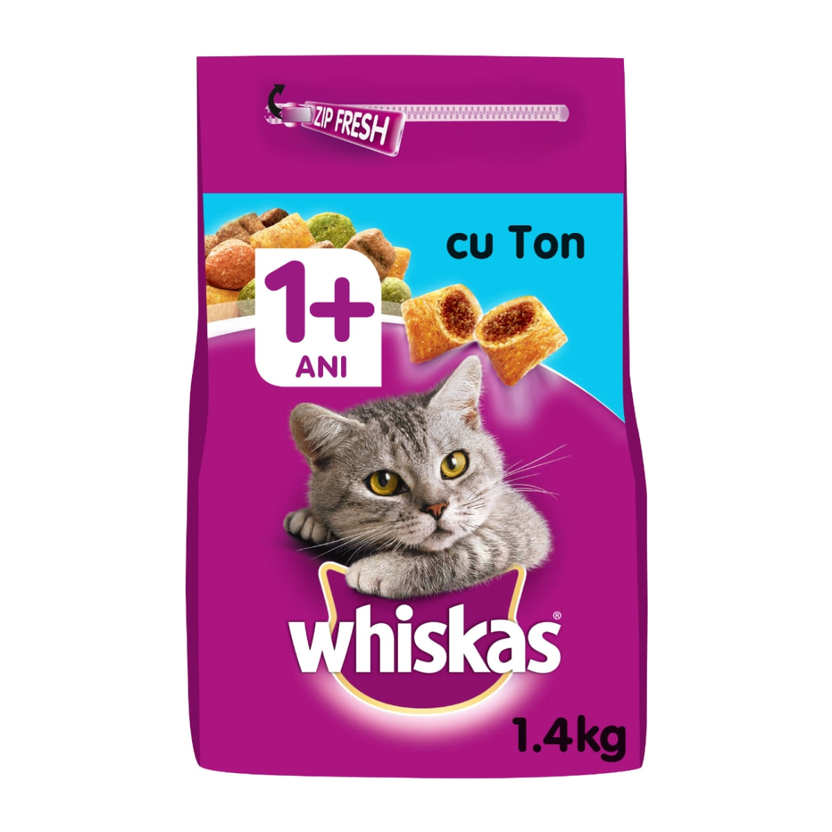 WHISKAS Adult, Ton, hrană uscată pisici, 1.4kg - poza 2