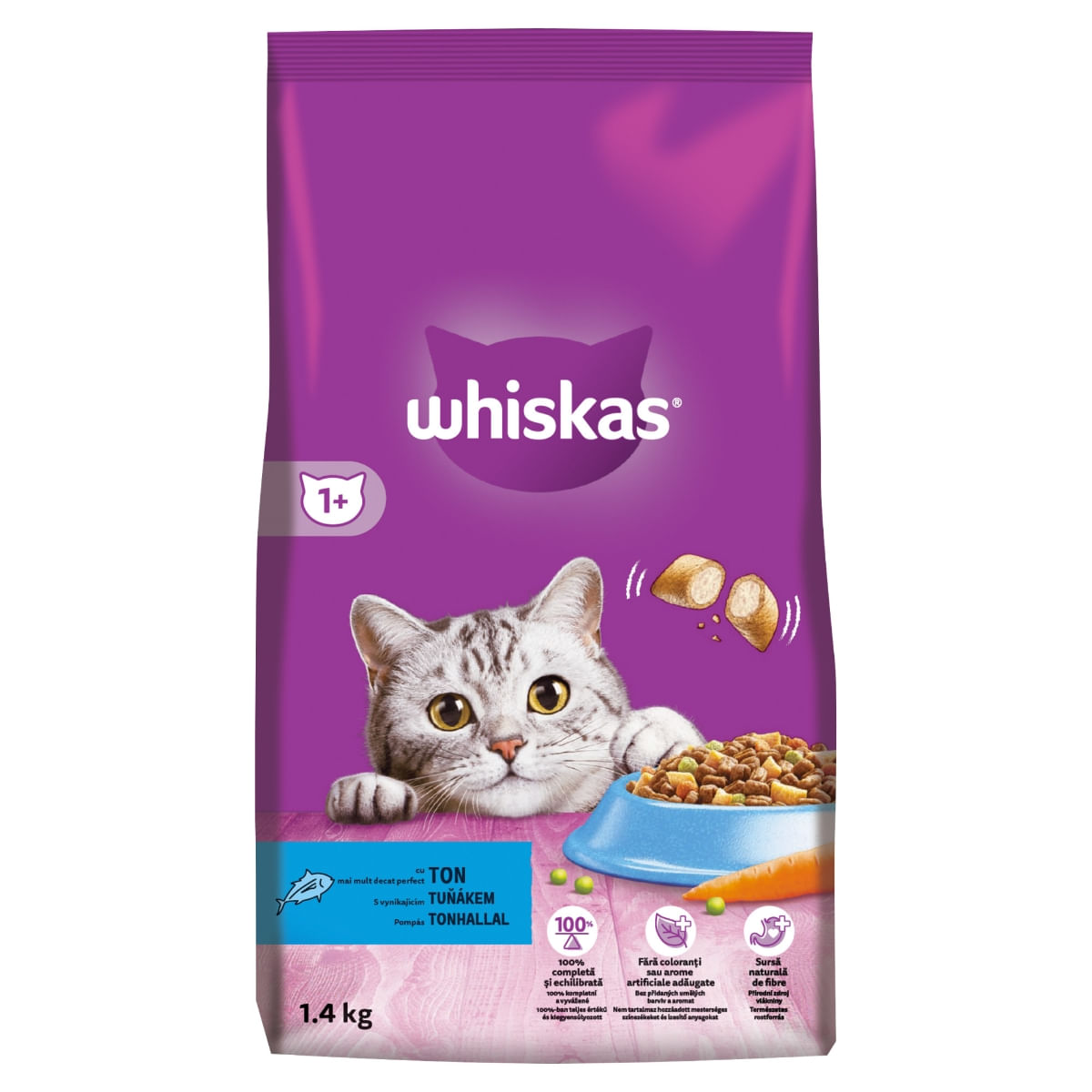 WHISKAS Adult, Ton, hrană uscată pisici, 1.4kg - poza 5