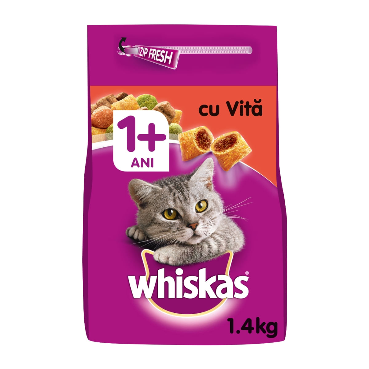 WHISKAS Adult, Vită, hrană uscată pisici, 1.4kg - poza 5