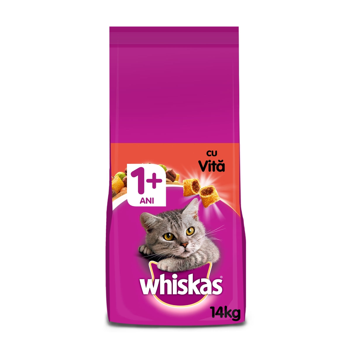 WHISKAS Adult, Vită, hrană uscată pisici, 14kg - poza 4