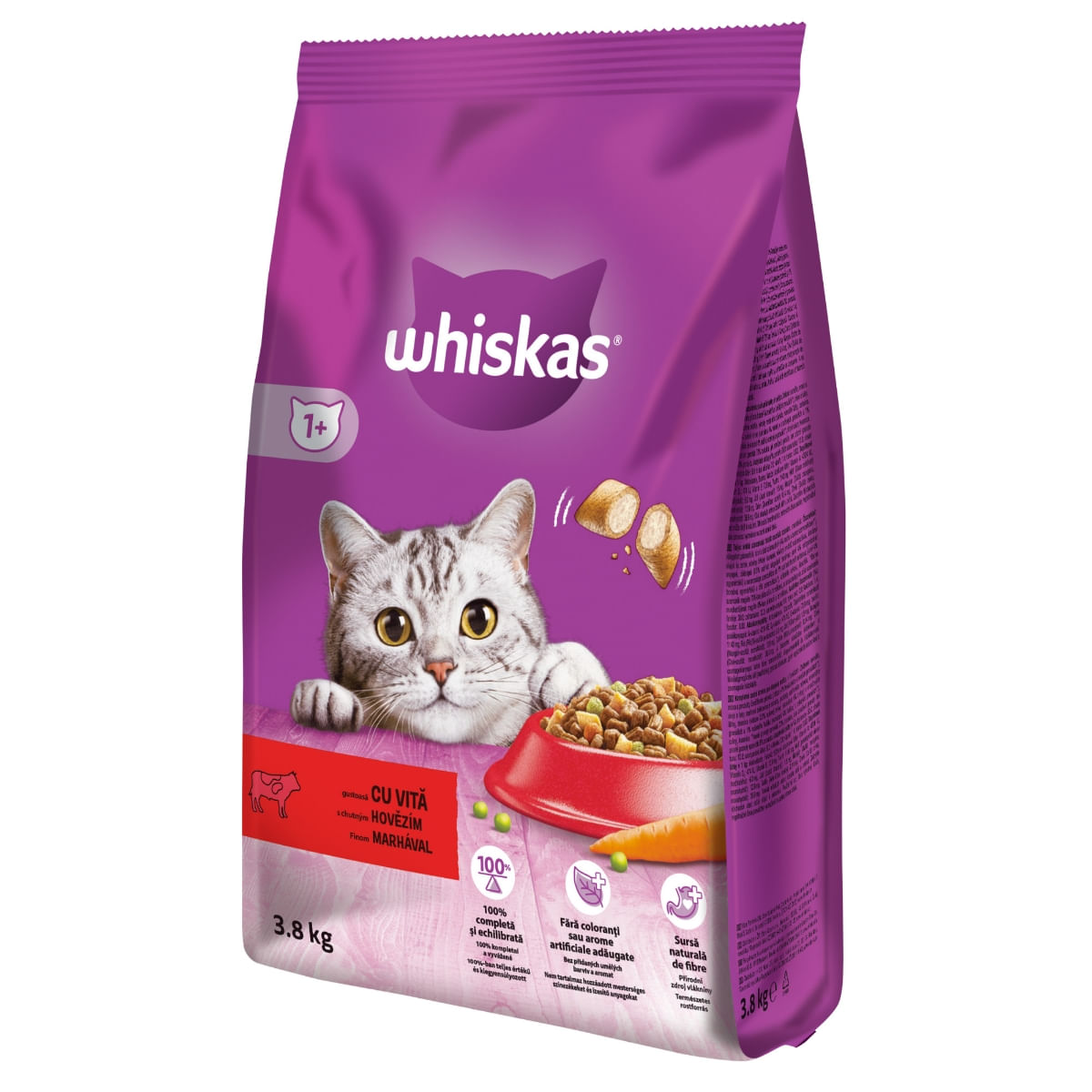 WHISKAS Adult, Vită, hrană uscată pisici, 3.8kg - poza 4