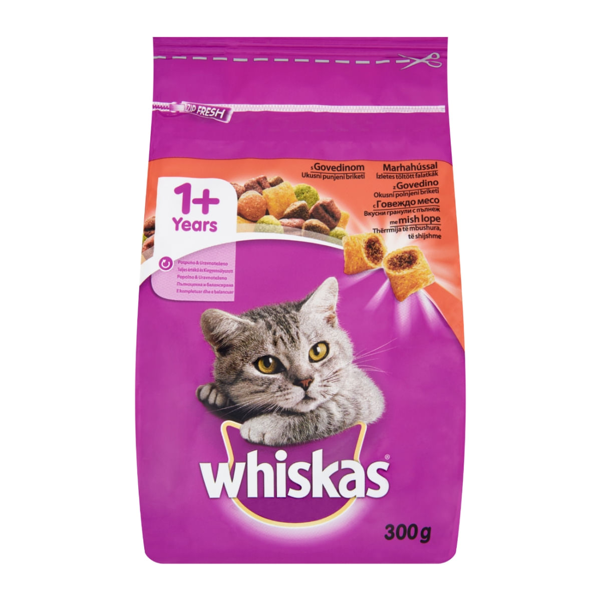 WHISKAS Adult, Vită, hrană uscată pisici, 300g - poza 4