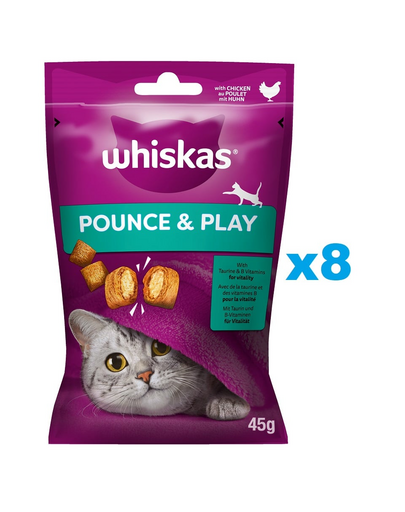 WHISKAS Energie si Vitalitate 8x45 g recompensa pisici cu pui