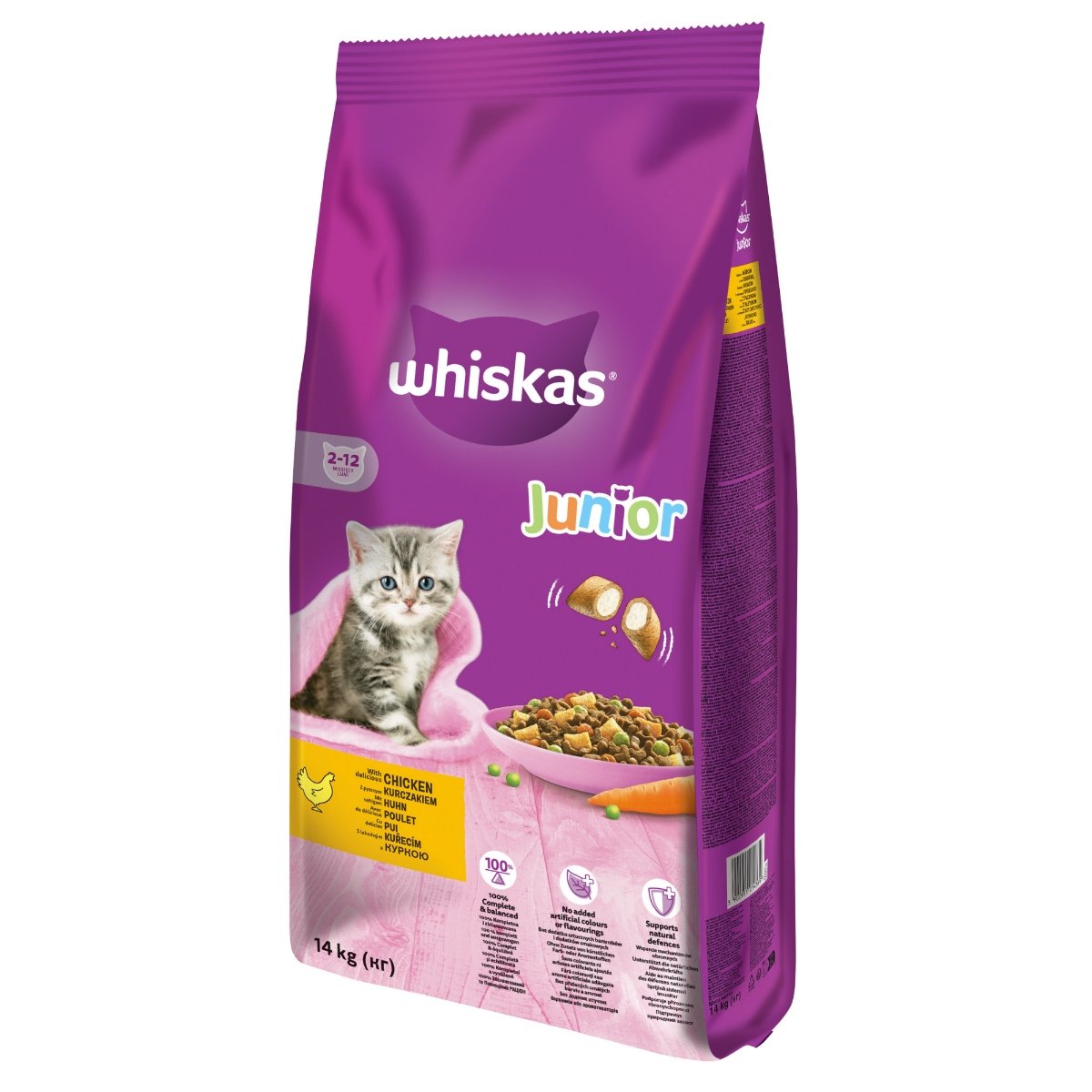 WHISKAS Junior, Pui, hrană uscată pisici junior, 14kg - poza 2