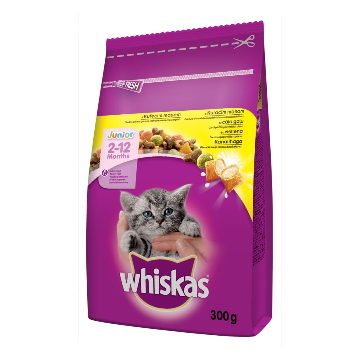 WHISKAS Junior, Pui, hrană uscată pisici junior, 300g - poza 3