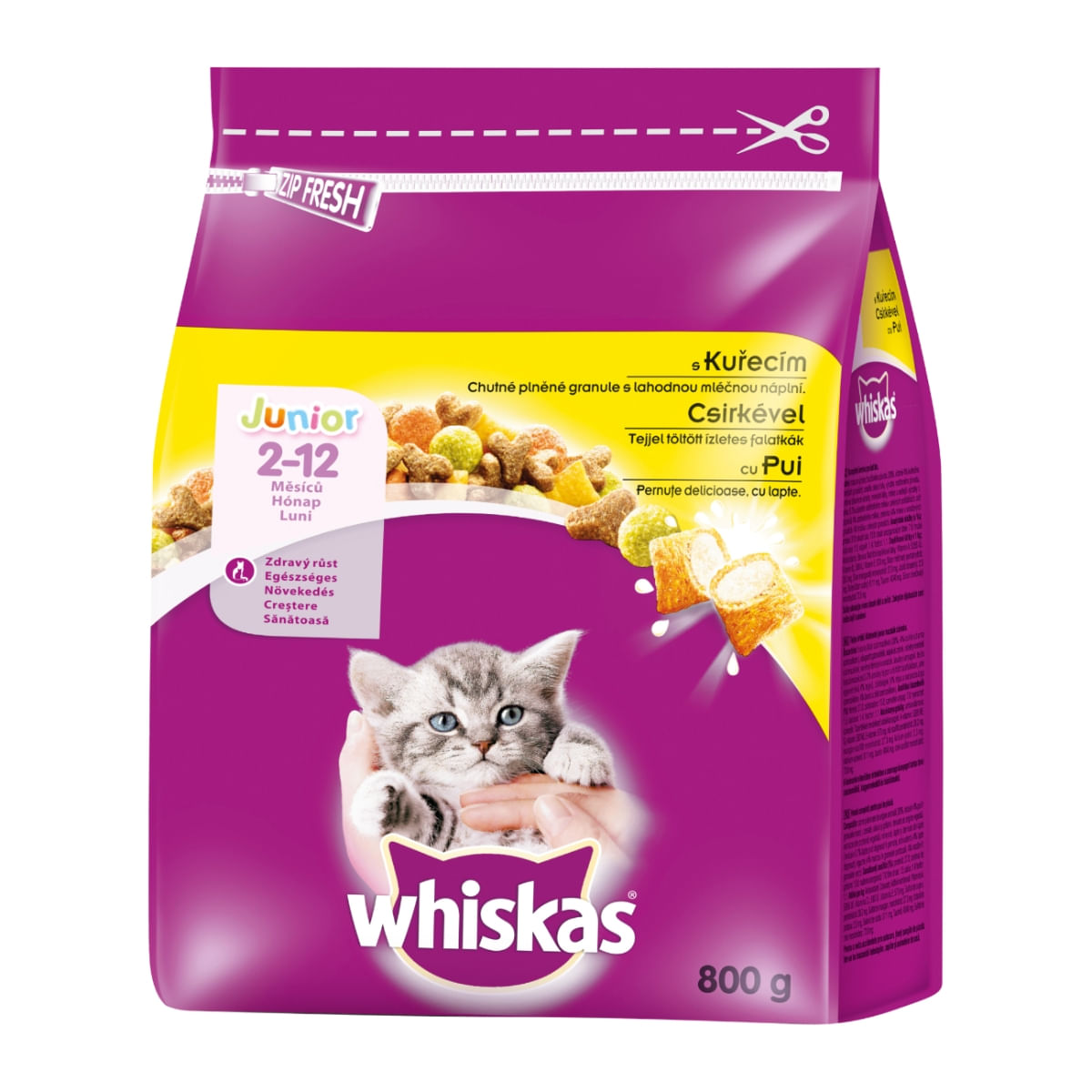 WHISKAS Junior, Pui, hrană uscată pisici junior, 800g - poza 1