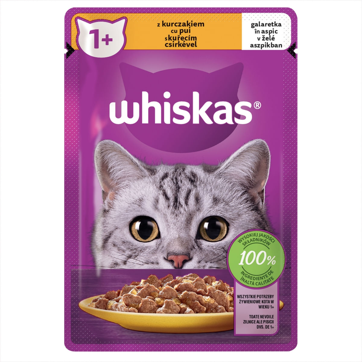 WHISKAS, Pui, plic hrană umedă pisici, (în aspic), 85g - poza 2