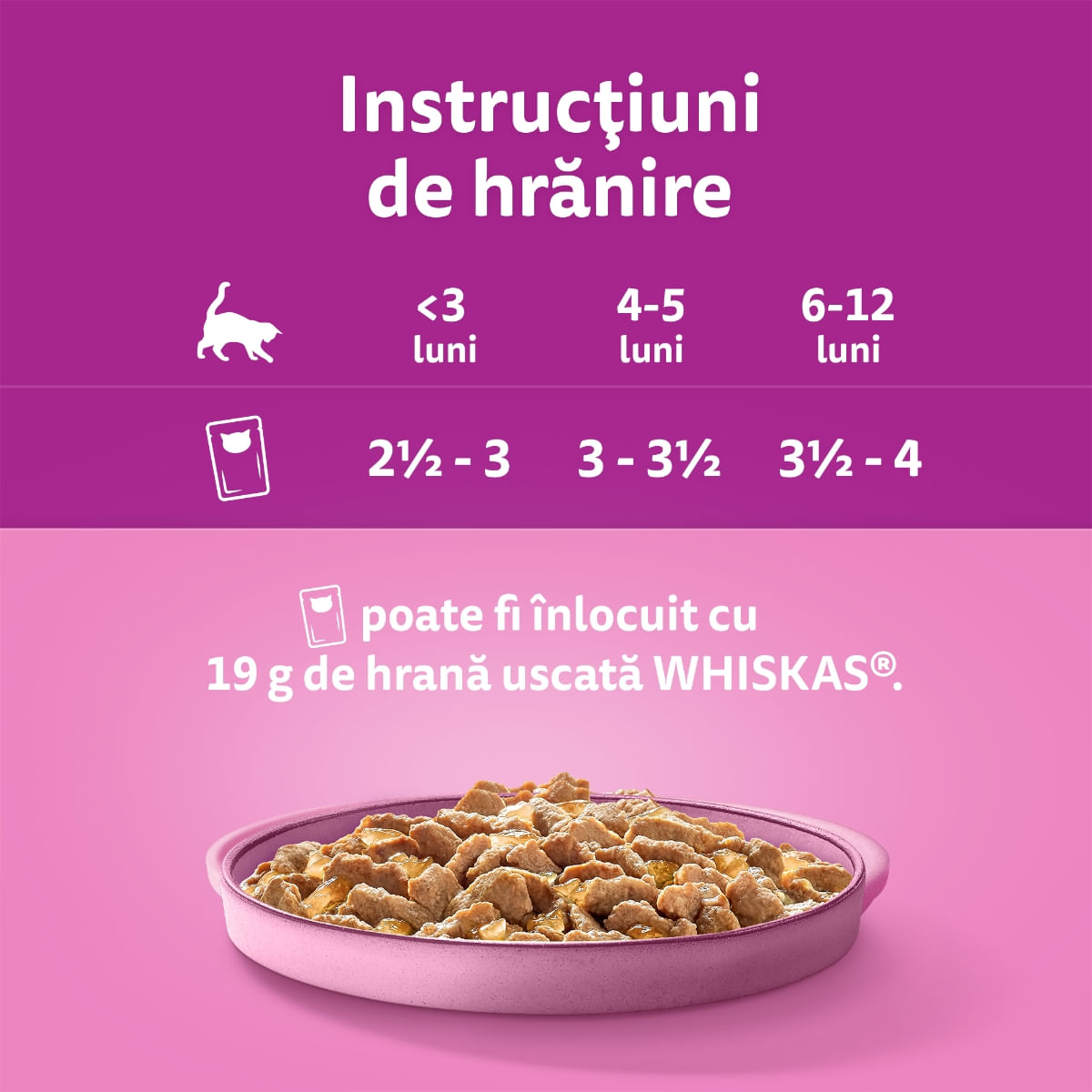 WHISKAS Pure Delight Junior Selectii Pasăre, Pui și Curcan, plic hrană umedă pisici junior, (în aspic), multipack, 85g x 4 - poza 3