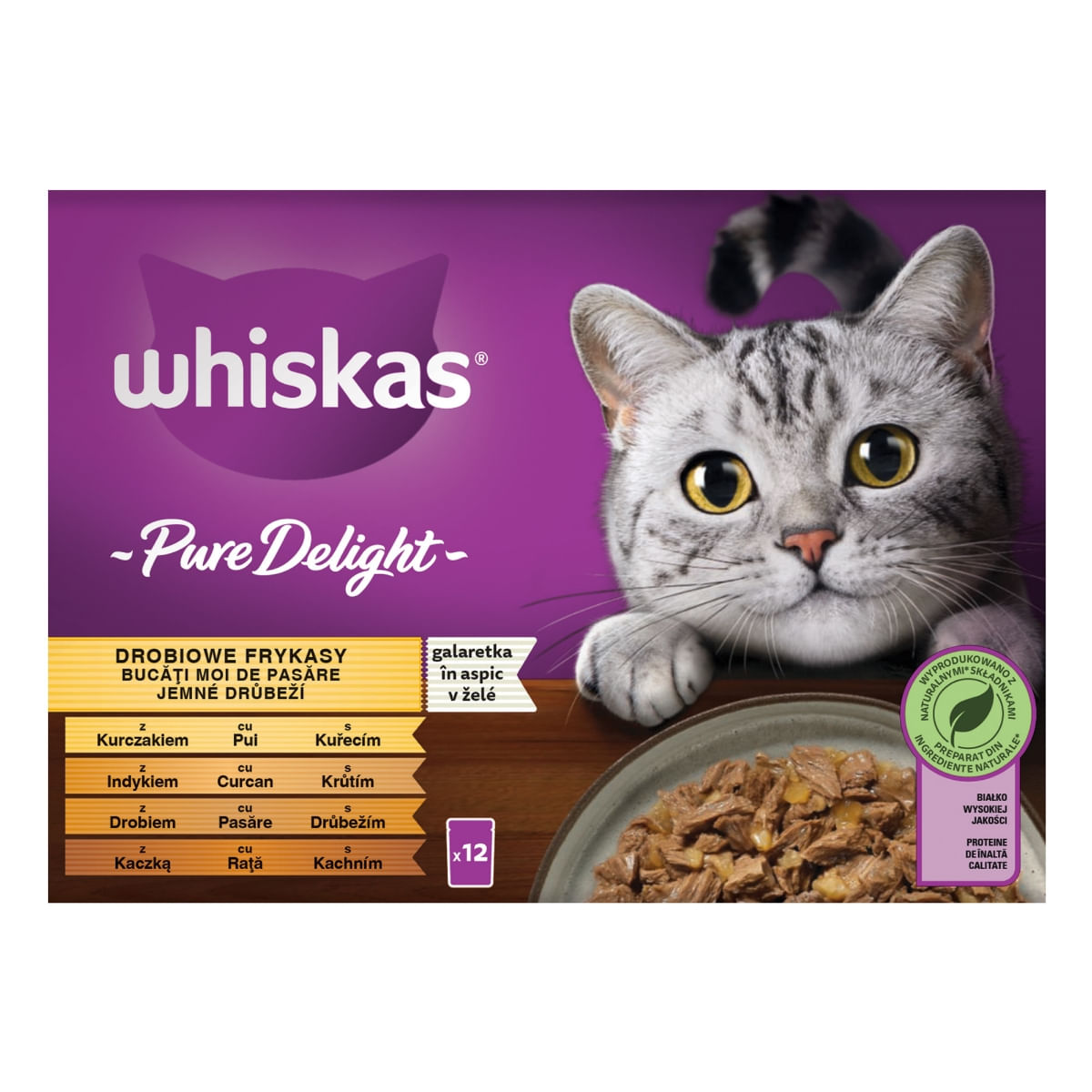 WHISKAS Pure Delight, Pasăre, plic hrană umedă pisici, (în aspic), multipack, 85g x 12 - poza 2