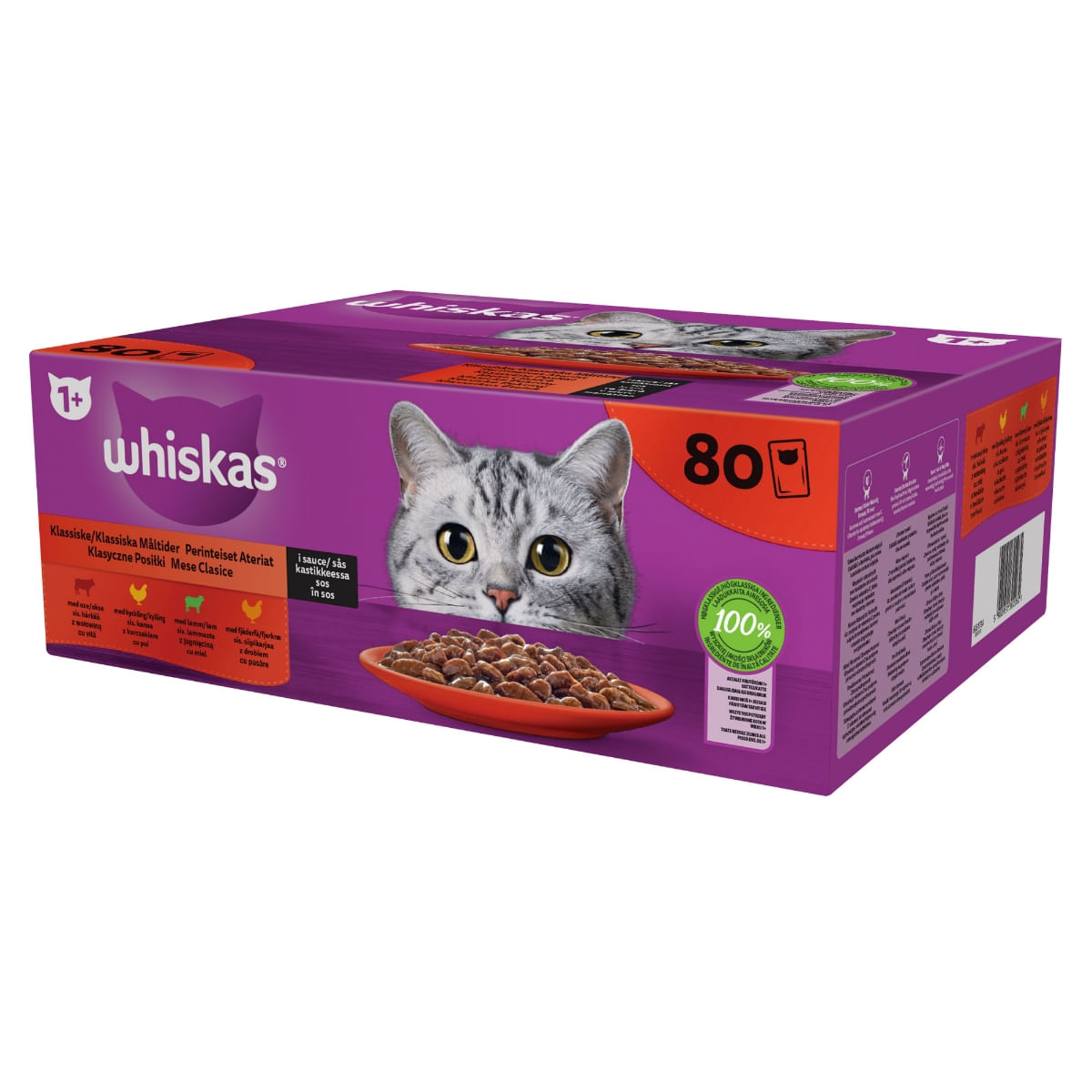 WHISKAS Selectii Clasice, Miel, Vită, Pui și Pasăre, hrană umedă pisici, (în sos), multipack WHISKAS Selectii Clasice, Miel, Vită, Pui și Pasăre, plic hrană umedă pisici, (în sos), multipack, 85g x 80 - poza 4