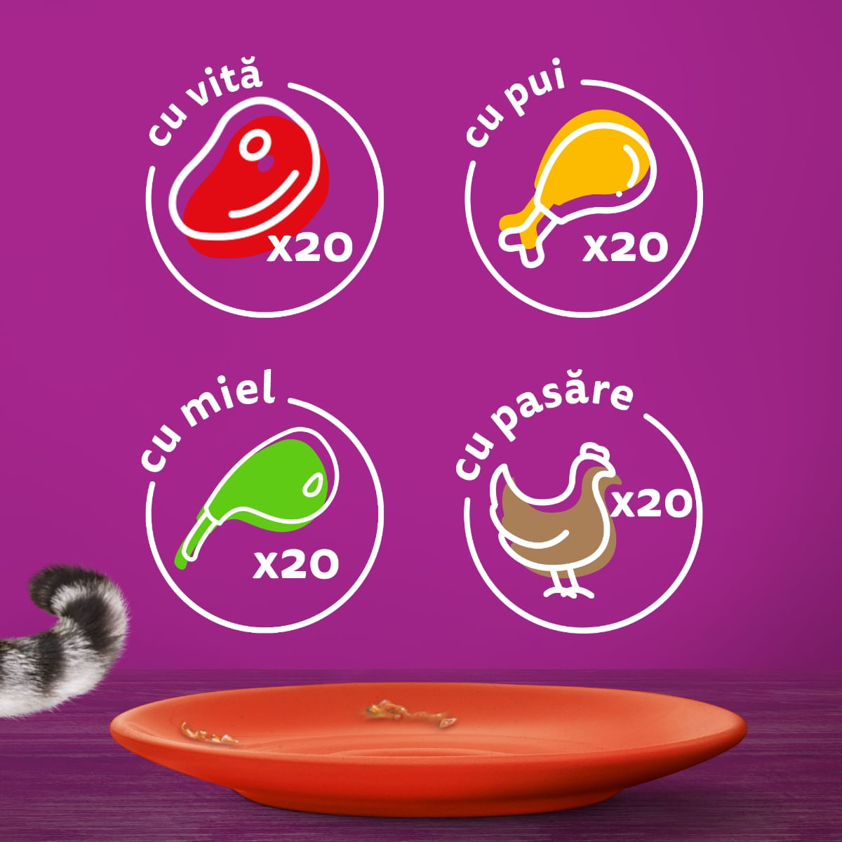 WHISKAS Selectii Clasice, Miel, Vită, Pui și Pasăre, hrană umedă pisici, (în sos), multipack WHISKAS Selectii Clasice, Miel, Vită, Pui și Pasăre, plic hrană umedă pisici, (în sos), multipack, 85g x 80 - poza 5