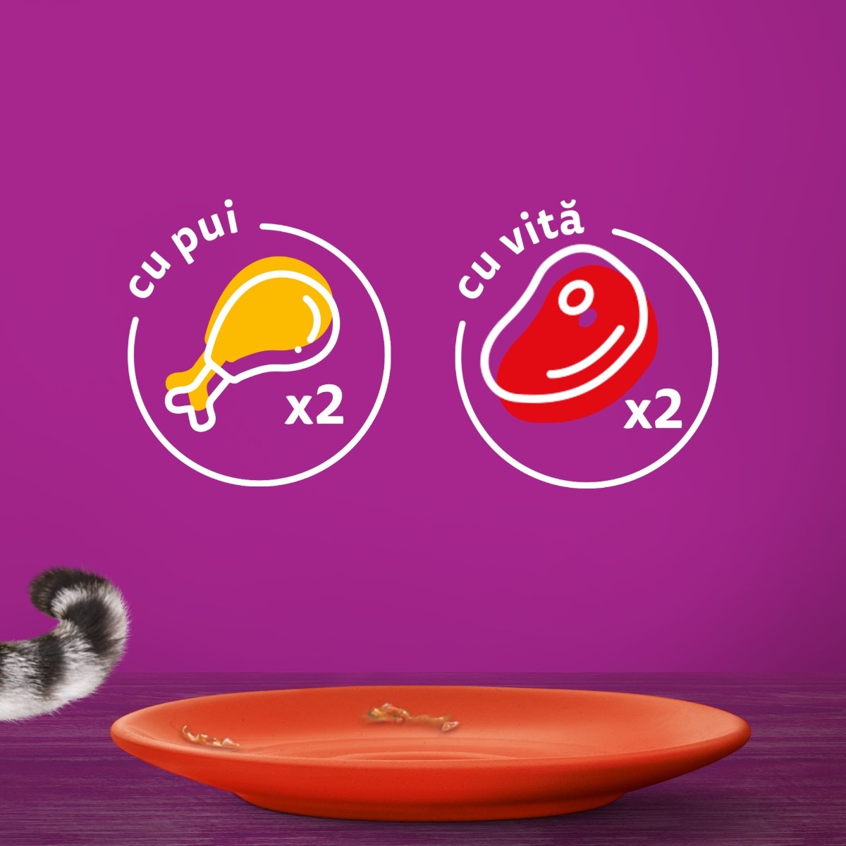 WHISKAS Selectii Clasice, Vită și Pui, plic hrană umedă pisici, (în aspic), multipack, 85g x 4 WHISKAS Selectii Clasice, Vită și Pui, plic hrană umedă pisici, (în sos), multipack, 85g x 4 - poza 2