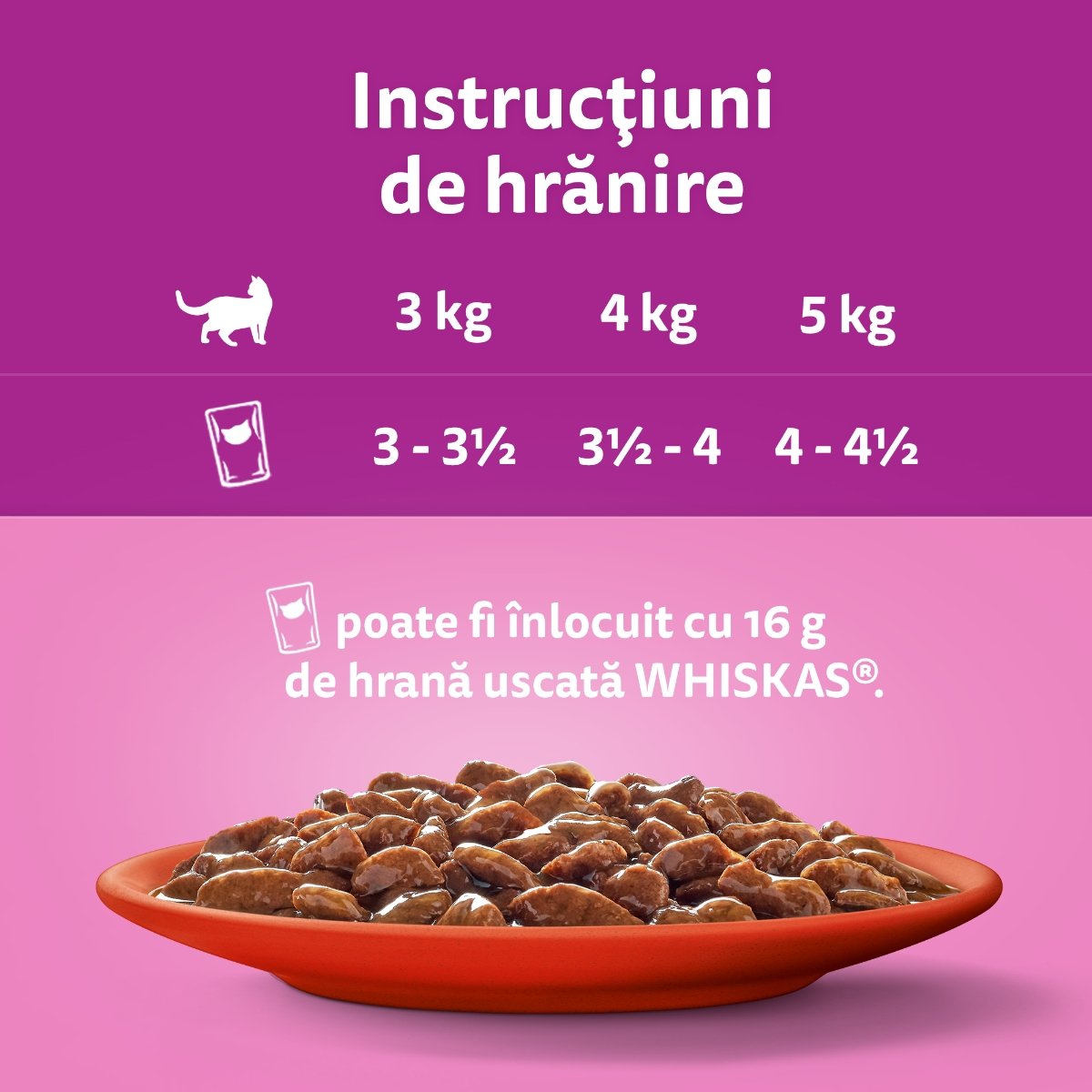 WHISKAS Selectii Clasice, Vită și Pui, plic hrană umedă pisici, (în aspic), multipack, 85g x 4 WHISKAS Selectii Clasice, Vită și Pui, plic hrană umedă pisici, (în sos), multipack, 85g x 4 - poza 3